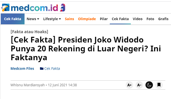 [Cek Fakta] KPK Tidak Serius Tangani 20 Rekening Jokowi di Luar Negeri? Ini Faktanya