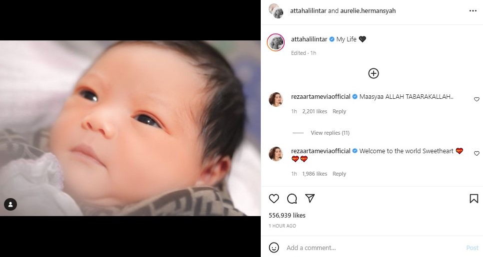 Atta Halilintar membagikan foto anaknya, Ameena. Instagram @attahalilintar