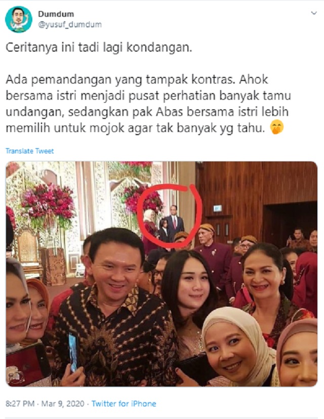 [Cek Fakta] Viral Foto Ahok Dikerumuni Banyak Orang di Kondangan, sedangkan Anies <i>Ngumpet</i>? Ini Faktanya