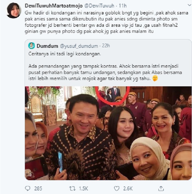 [Cek Fakta] Viral Foto Ahok Dikerumuni Banyak Orang di Kondangan, sedangkan Anies <i>Ngumpet</i>? Ini Faktanya