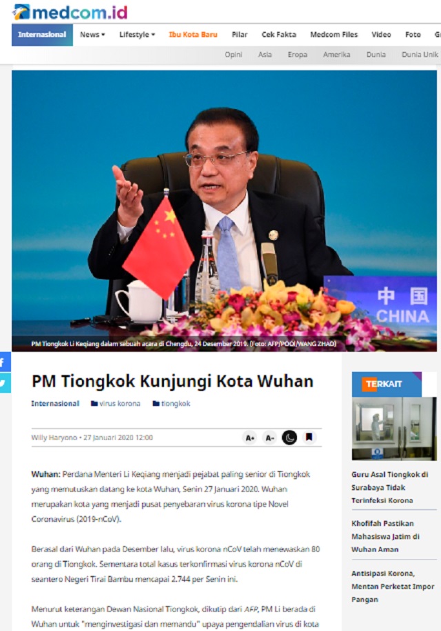 [Cek Fakta] Virus Korona Sengaja Disebarkan Rezim Tiongkok untuk Membasmi Umat Islam di Wuhan? Ini Faktanya