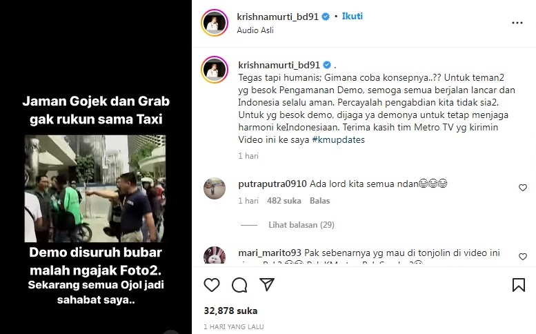 Krishna Murti Unggah Video Lawas Ferdy Sambo Bentak Ojol: Tegas Tapi Humanis