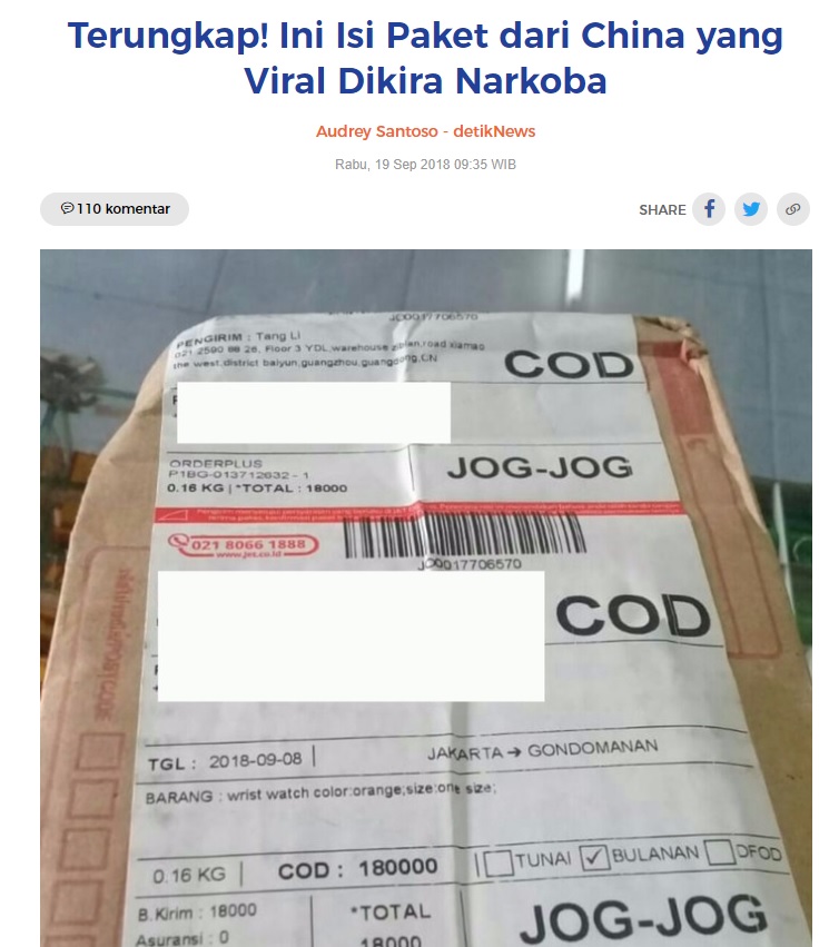 [Cek Fakta] Waspada Kiriman Paket Berisi Narkoba dari China? Ini Faktanya