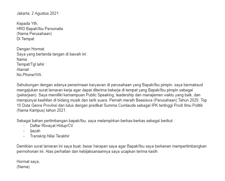 Mau Melamar Kerja? Ini 14 Contoh Surat Lamaran Kerja yang Bisa Dipakai