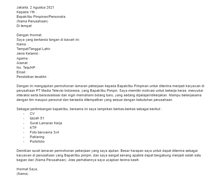 Mau Melamar Kerja? Ini 14 Contoh Surat Lamaran Kerja yang Bisa Dipakai