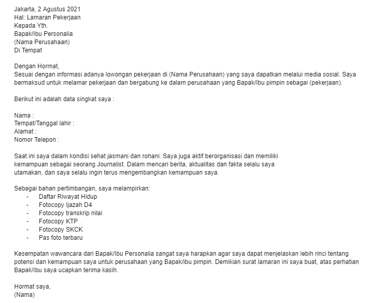 Mau Melamar Kerja? Ini 14 Contoh Surat Lamaran Kerja yang Bisa Dipakai