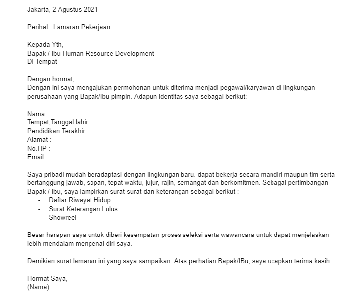 Mau Melamar Kerja? Ini 14 Contoh Surat Lamaran Kerja yang Bisa Dipakai