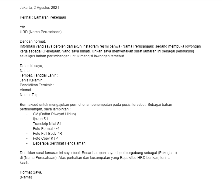 Mau Melamar Kerja? Ini 14 Contoh Surat Lamaran Kerja yang Bisa Dipakai