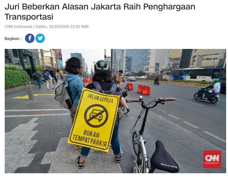 [Cek Fakta] Sepeda Masuk Tol Alasan Jakarta Raih Penghargaan Dunia? Ini Faktanya