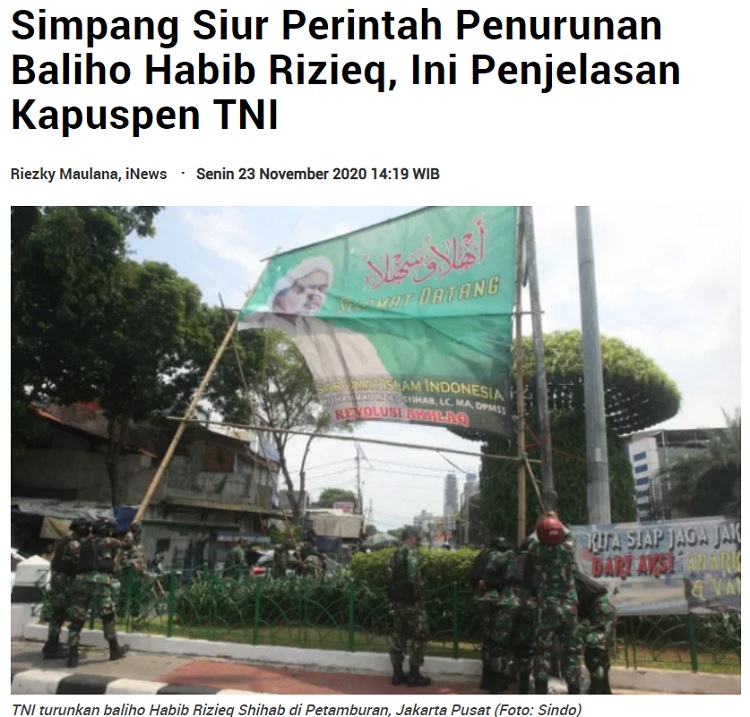 [Cek Fakta] Mabes TNI Bantah Perintahkan Pangdam Jaya Turunkan Baliho Pimpinan Ormas? Ini Faktanya