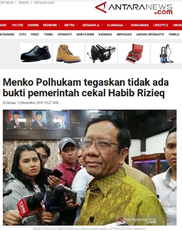 Mahfud MD Sebut Kepulangan Rizieq Shihab Bisa Mendatangkan Bencana? Ini Faktanya