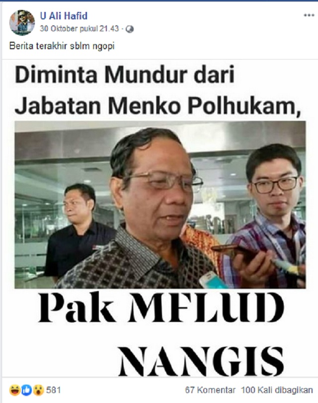Mahfud MD Menangis Diminta Mundur dari Jabatan Menko Polhukam? Ini Faktanya