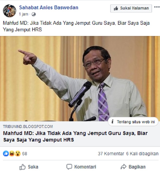 Mahfud MD Akan Jemput Rizieq Shihab ke Arab Saudi? Ini Faktanya