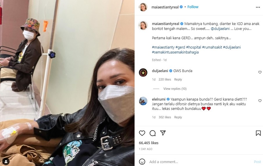 Maia Estianty pergi ke UGD karena sakit GERD. Instagram maiaestiantyreal