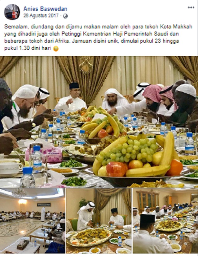 [Cek Fakta] Benarkah Foto Anies Makan Bersama Sejumlah Orang Bergamis Ini Editan?