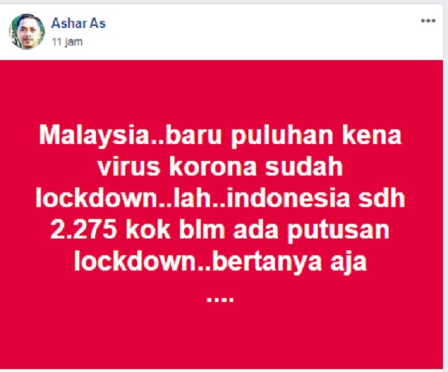 Kasus Positif Korona Masih Puluhan Malaysia Berlakukan Lockdown