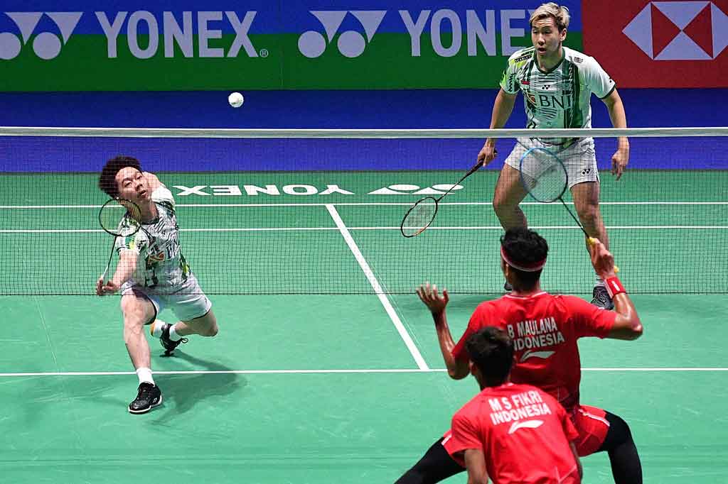 Kevin Sanjaya Sukamuljo/Marcus Fernaldi Gideon di laga semifnal All England