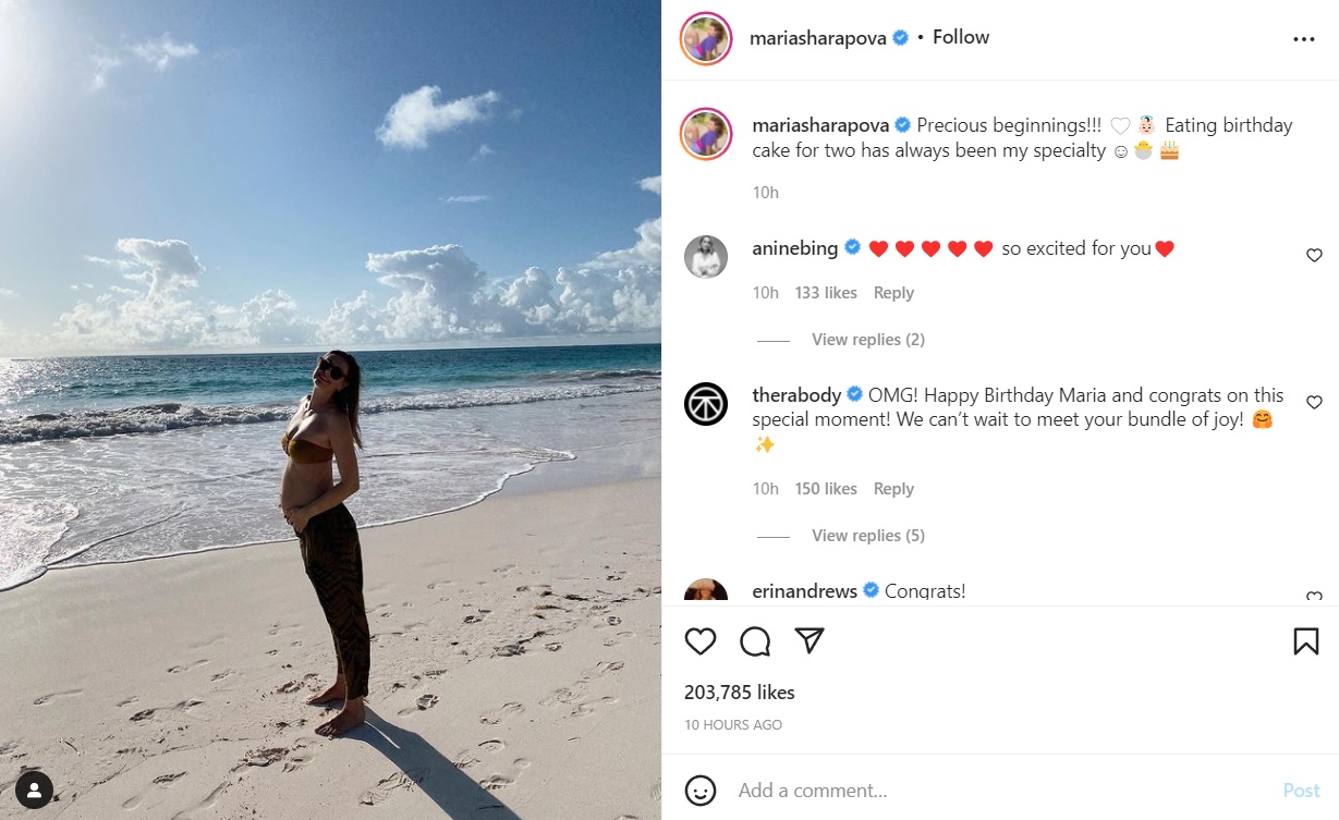 Maria Sharapova Rayakan Ulang Tahun sambil Umumkan Kehamilan