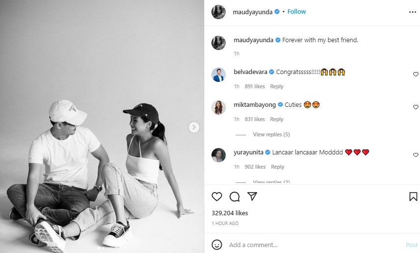 Maudy Ayunda dan pasangannya menikah pada Minggu, 22 Mei 2022. Instagram maudyayunda