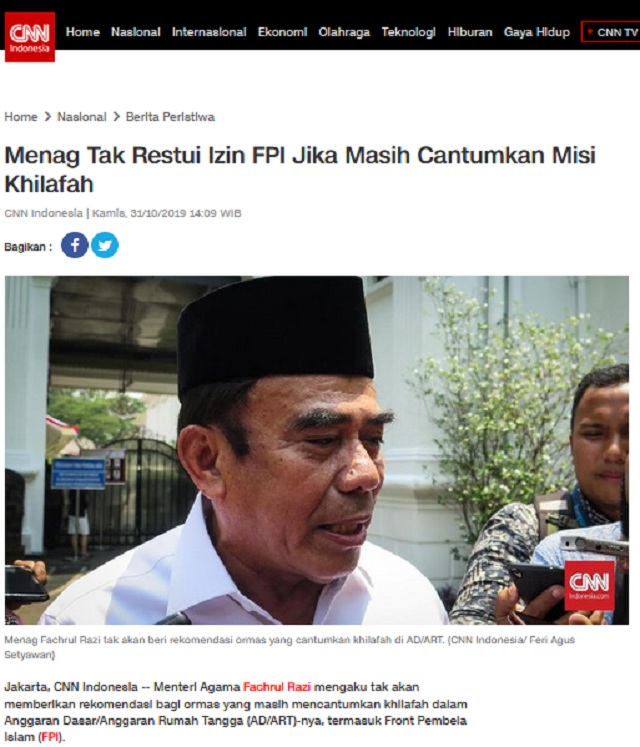 Menag Fachrul Razi Tak Akan Perpanjang Izin FPI? Ini Faktanya