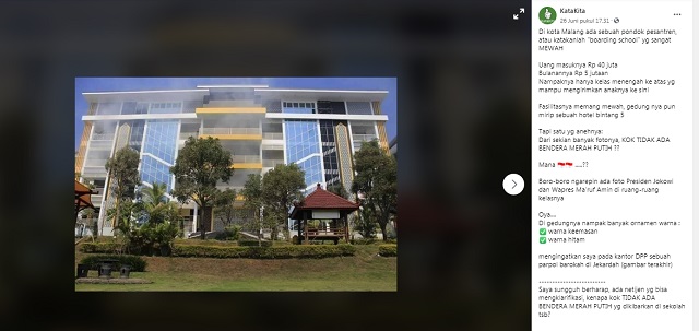 [Cek Fakta] Pondok Pesantren di Malang Ini tak Punya Foto Bendera Merah Putih? Simak Faktanya