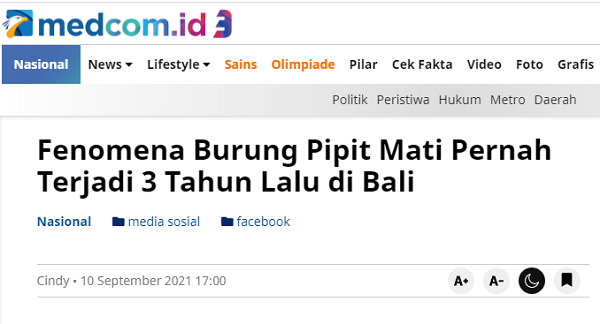[Cek Fakta] Ribuan Burung Pipit Mati karena Chemtrail atau Gas Beracun di Udara? Ini Faktanya