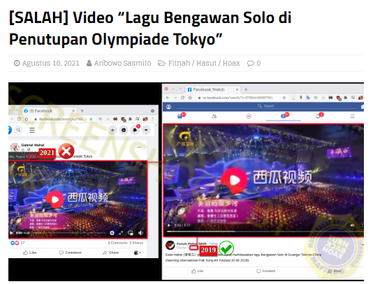 [Cek Fakta] Lagu Bengawan Solo dalam Upacara Penutupan Olimpiade Tokyo? Ini Faktanya