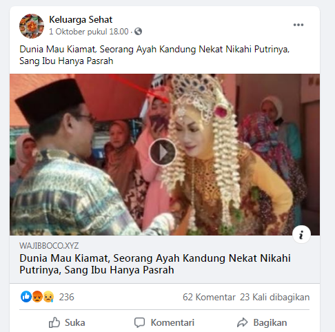 [Cek Fakta] Seorang Ayah Kandung Nikahi Putrinya Sang Ibu Pasrah? Ini Faktanya