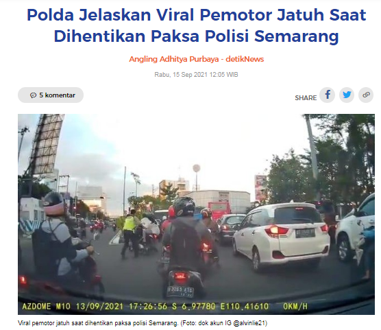 [Cek Fakta] Viral Polantas Dorong Pengendara Sepeda Motor hingga Jatuh? Ini Faktanya