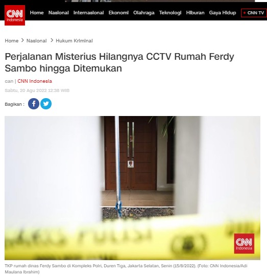 [Cek Fakta] Benarkah Timsus Temukan 1 Boks CCTV Peristiwa KM 50 saat Penggeledahan Rumah Ferdy Sambo di Magelang? Ini Faktanya