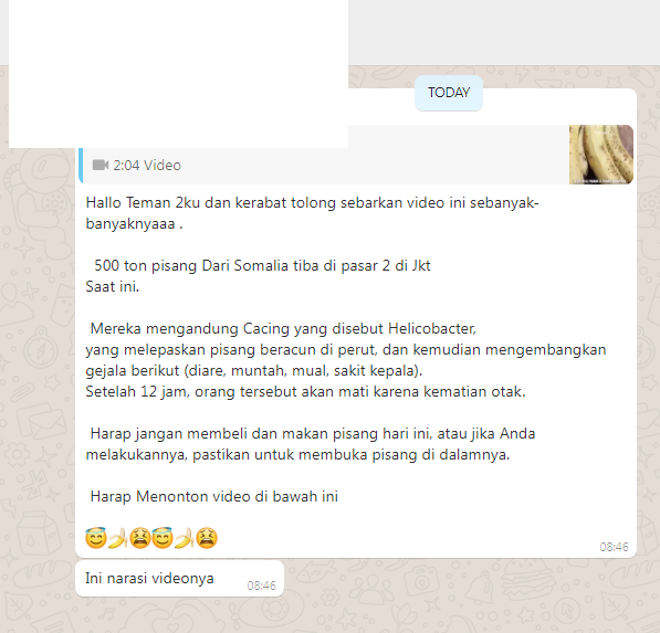 [Cek Fakta] Video 500 Ton Pisang Mengandung Cacing Beracun dari Somalia Tiba di Sejumlah Pasar Jakarta? Ini Faktanya