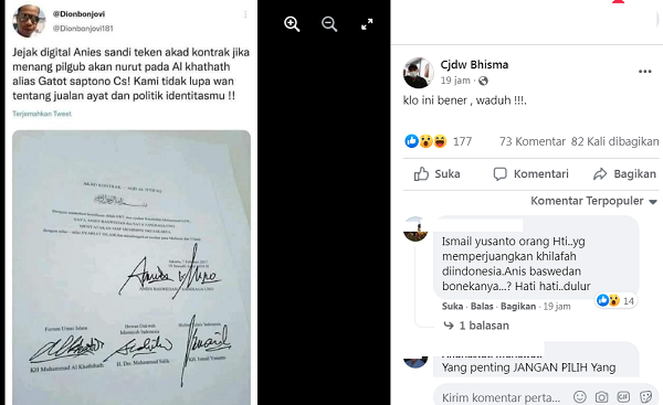 [Cek Fakta] Beredar Dokumen Anies Teken Kontrak Syariat Islam Pilgub 2017 Lalu? Ini Faktanya