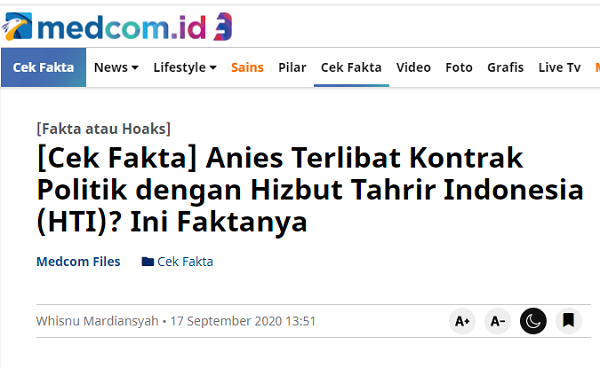 [Cek Fakta] Beredar Dokumen Anies Teken Kontrak Syariat Islam Pilgub 2017 Lalu? Ini Faktanya