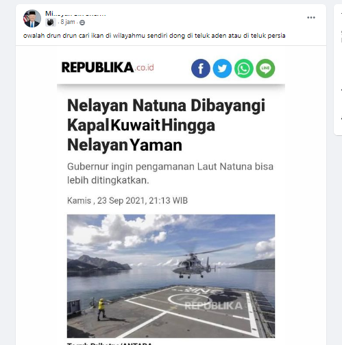 [Cek Fakta] Kapal Kuwait dan Nelayan Yaman Ikut Masuk Perairan Natuna? Ini Faktanya