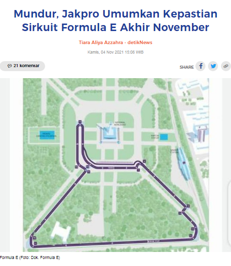 [Cek Fakta] Foto Penampakan Sirkuit Warna-Warni Formula E di Sekeliling Tugu Monas? Ini Faktanya