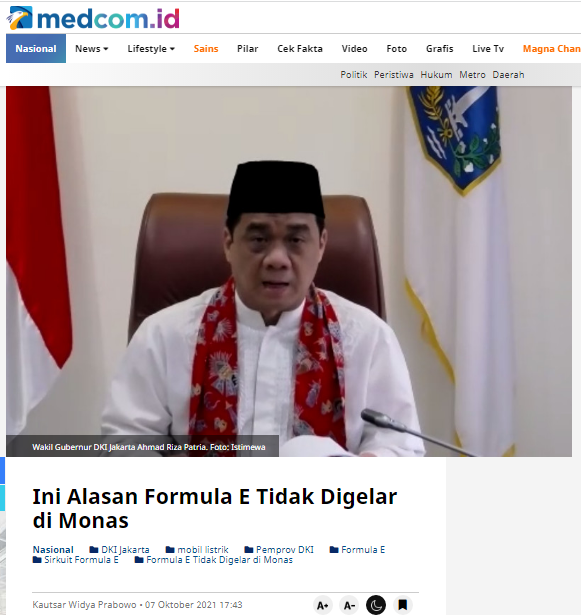 [Cek Fakta] Foto Penampakan Sirkuit Warna-Warni Formula E di Sekeliling Tugu Monas? Ini Faktanya