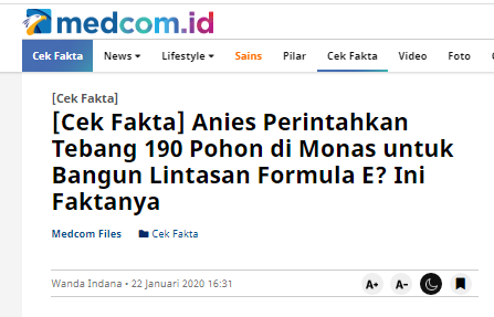 [Cek Fakta] Foto Penampakan Sirkuit Warna-Warni Formula E di Sekeliling Tugu Monas? Ini Faktanya