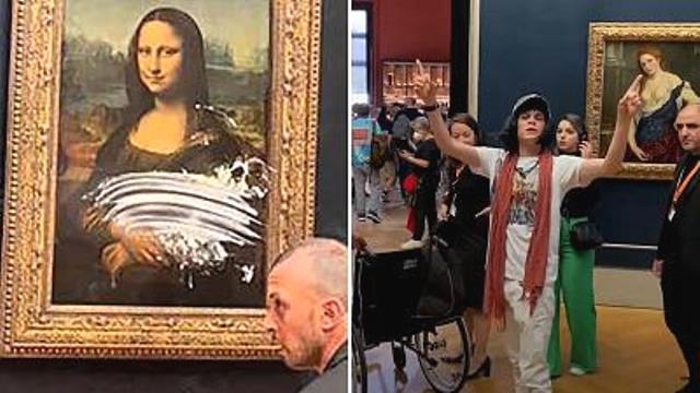 lukisan mona lisa dilempar kue