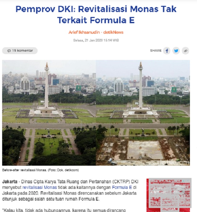 [Cek Fakta] Anies Perintahkan Tebang 190 Pohon di Monas untuk Bangun Lintasan Formula E? Ini Faktanya