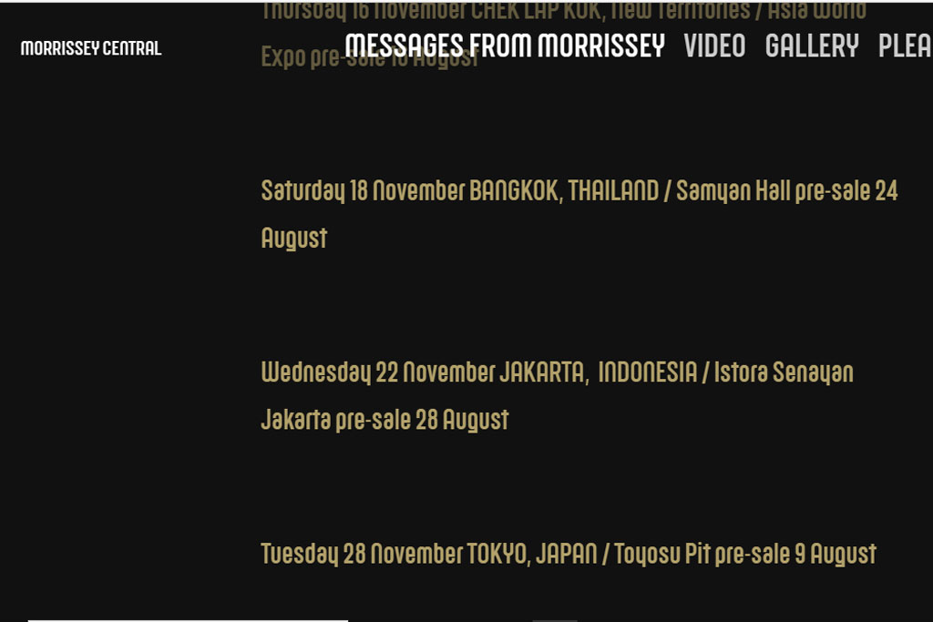 Morrissey Konser di Jakarta 22 November Mendatang