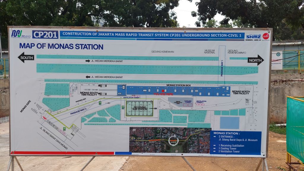 Mengintip Pembangunan Jalur MRT Fase 2A dari Stasiun Monas