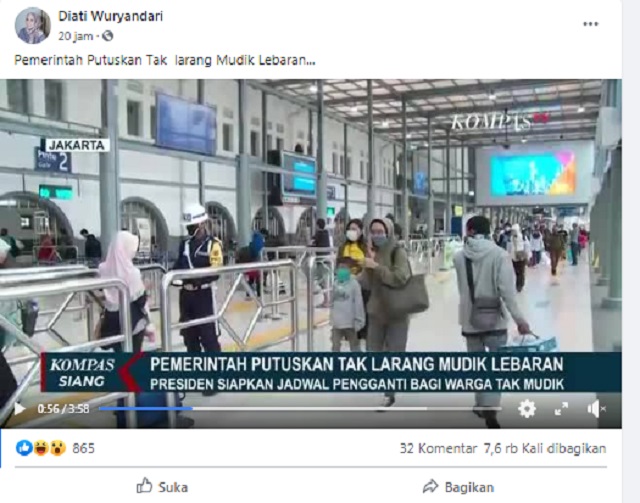 [Cek Fakta] Beredar Video Pemerintah Putuskan tak Larang Mudik? Ini Faktanya