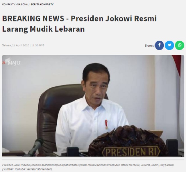 [Cek Fakta] Beredar Video Pemerintah Putuskan tak Larang Mudik? Ini Faktanya