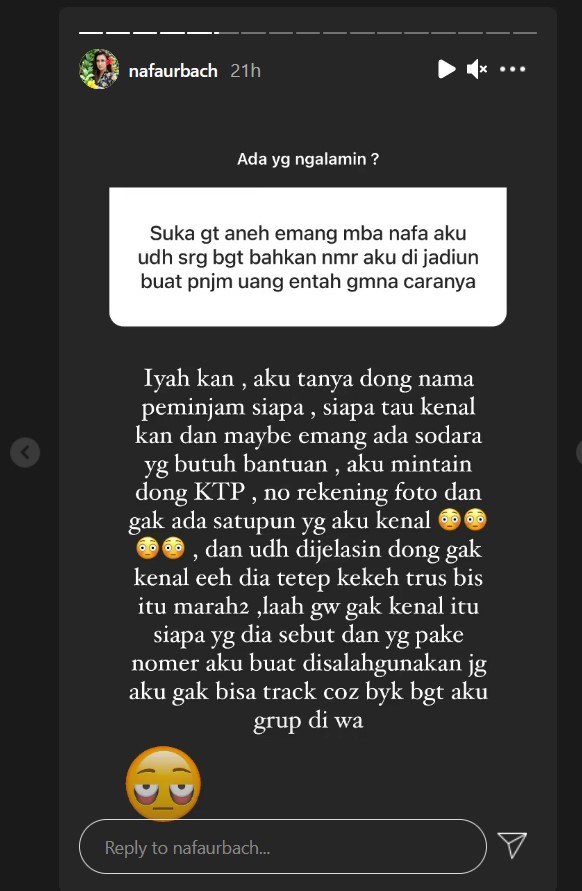 Duh, Nafa Urbach Diteror Penagih Pinjol karena Jadi Jaminan Puluhan Orang