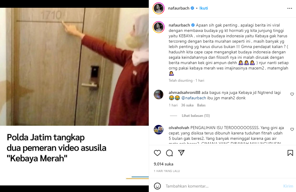 Viral Video Wanita Kebaya Merah, Nafa Urbach Kesal Budaya Indonesia Jadi Rusak