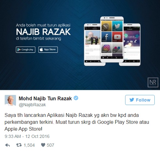 Di Tengah Kasus 1MDB, PM Malaysia Luncurkan Aplikasi Telepon Seluler