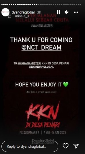 NCT Dream mengunjungi wahana misteri KKN di Desa Penari. Instagram dyandraglobal