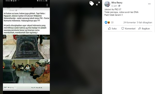[Cek Fakta] Foto Penampakan Jokowi Nyekar di Makam Tokoh Teras PKI? Ini Faktanya