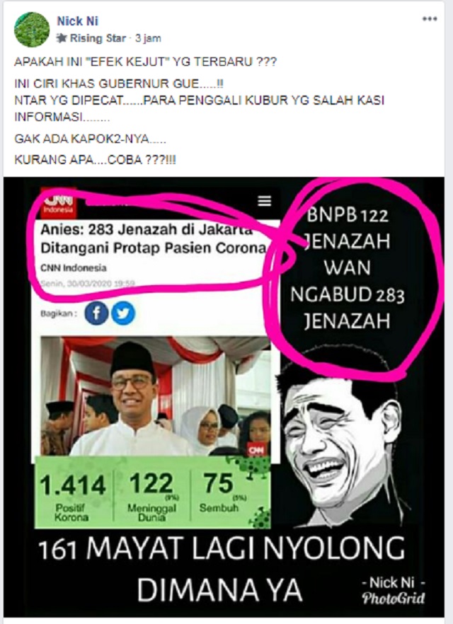 [Cek Fakta] Gubernur Anies <i>Nyolong</i> 161 Jenazah Covid-19? Ini Faktanya