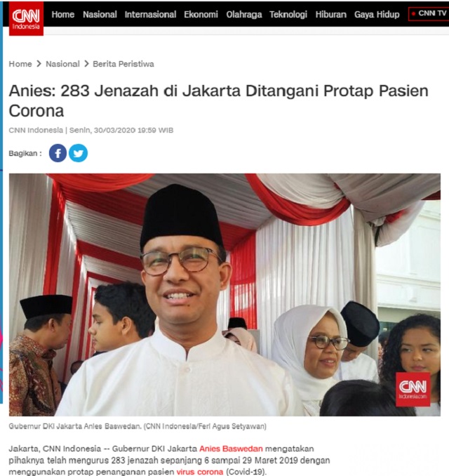 [Cek Fakta] Gubernur Anies <i>Nyolong</i> 161 Jenazah Covid-19? Ini Faktanya